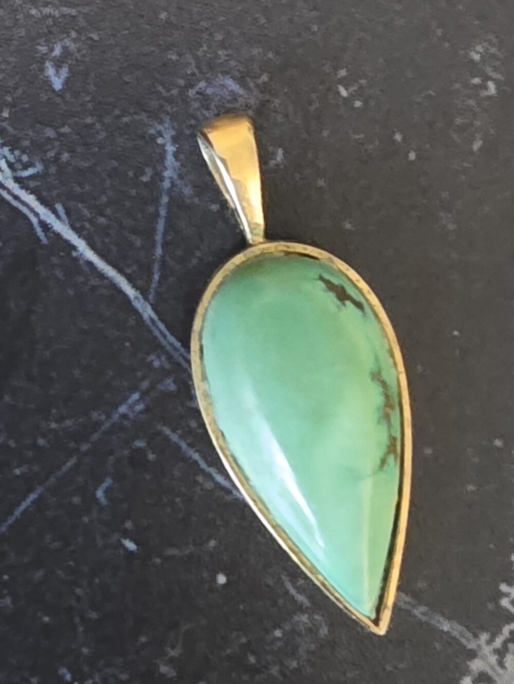 Calaite Turquoise 925 Pendent Gold Tone